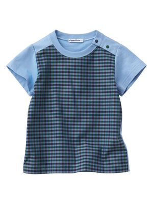 Familiar gingham-check cotton T-shirt - Blue