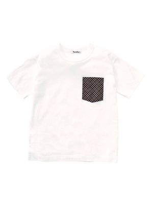 Familiar gingham-check cotton T-shirt - White