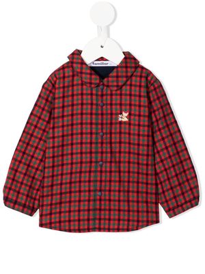 Familiar gingham-check panelled shirt - Red