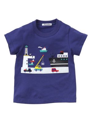Familiar graphic-print cotton T-shirt - Blue