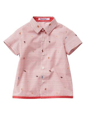 Familiar grid-patterned cotton shirt - Red