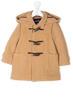 Familiar hooded wool duffle coat - Brown