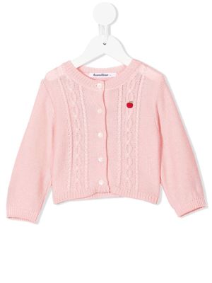 Familiar knitted cherry-embroidered cardigan - Blue