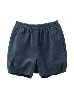 Familiar motif-embroidered bloomers - Blue