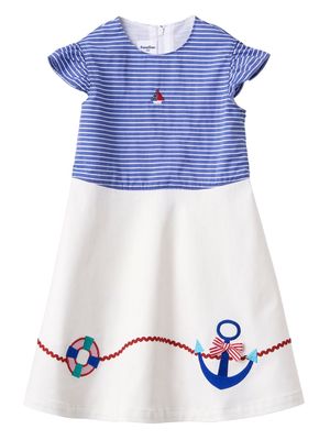 Familiar motif-embroidered sleeveless dress - Blue