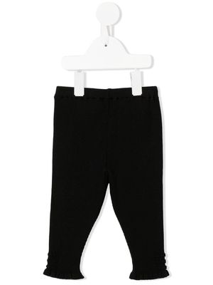 Familiar ribbed-knit cotton leggings - Black