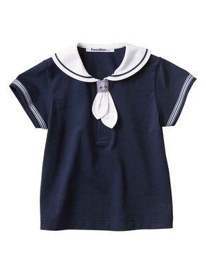 Familiar sailor-collar polo shirt - Blue