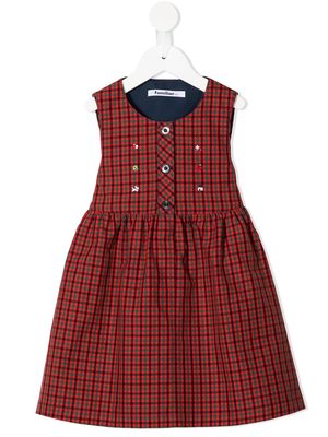 Familiar sleeveless check-print dress - Red
