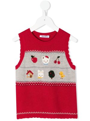 Familiar sleeveless knitted jumper - Red