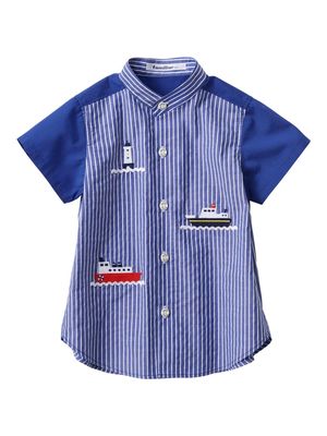 Familiar striped short-sleeve shirt - Blue