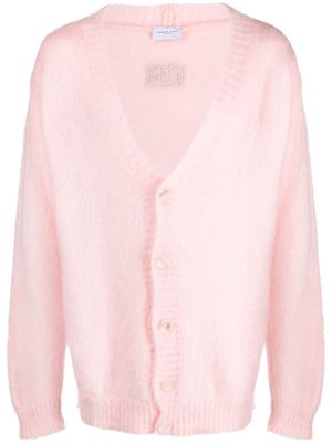 Family First brushed-effect mohair-blend cardigan - Pink