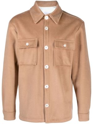 Family First button-up corduroy shirt jacket - Neutrals