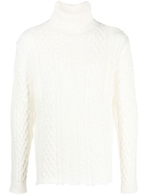 Family First cable-knit roll-neck jumper - White