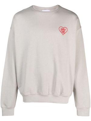 Family First embroidered-detailed cotton sweatshirt - Grey