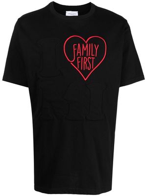 Family First embroidered-logo cotton T-shirt - Black