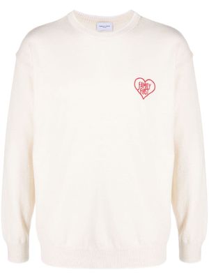 Family First embroidered-logo crew-neck jumper - White