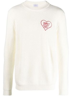 Family First embroidered-logo detail jumper - WHITE