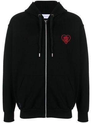 Family First embroidered-logo zip-up hoodie - Black