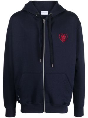 Family First embroidered-logo zip-up hoodie - Blue