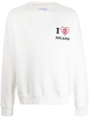 Family First heart logo-embroidered fleece sweatshirt - White