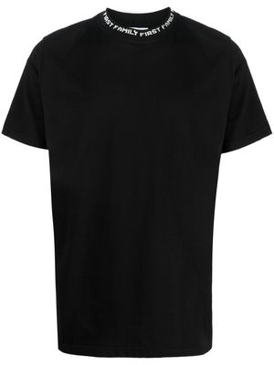 Family First intarsia-knit logo collar T-shirt - Black