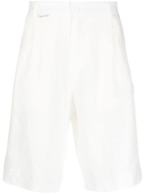Family First linen knee-length semi-sheer shorts - White
