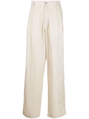 Family First linen semi-sheer straight leg trousers - Neutrals