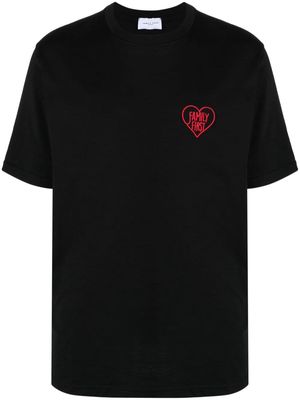 Family First logo-embroidered cotton T-shirt - Black