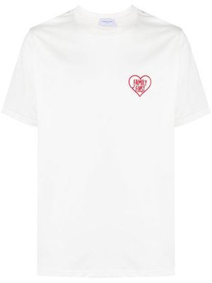 Family First logo-embroidered cotton T-shirt - White
