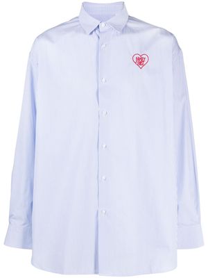 Family First logo-embroidered striped cotton shirt - Blue