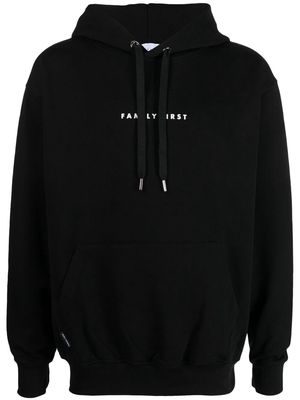 Family First logo-print cotton hoodie - Black