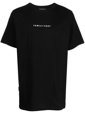 Family First logo-print shortsleeved cotton T-shirt - Black