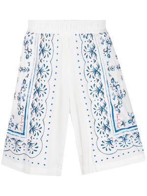 Family First ornamental-print elasticated shorts - White