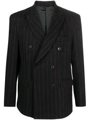 Family First pinstripe-pattern double-breasted blazer - Black