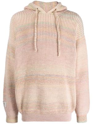 Family First stripe-pattern knitted hoodie - Neutrals