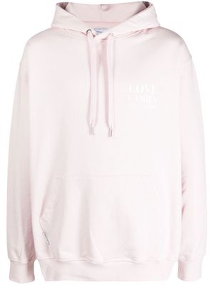 Family First text print drawstring hoodie - Pink