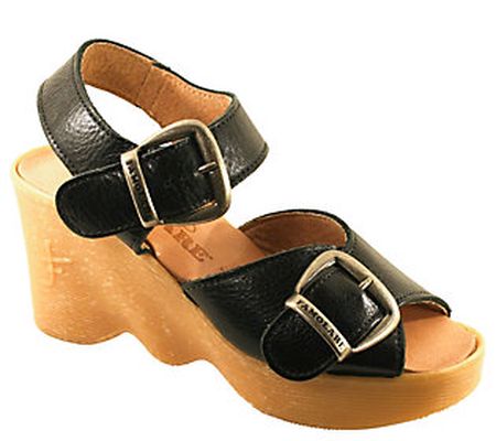 Famolare Hi There Leather Wedge Sandal - Double Vision