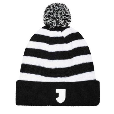 FAN INK Men's Black Juventus Casual Cuffed Knit Hat with Pom