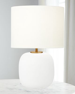 Fanny Wide Table Lamp In Matte White Ceramic By Hable