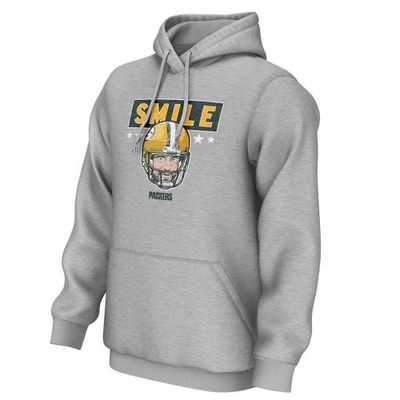 Fans Edge Migration Men's Aaron Rodgers Gray Green Bay Packers Smile Pullover Hoodie