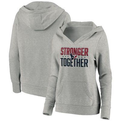 Fans Edge Migration Women's Heather Gray Houston Texans Stronger Together Crossover Neck Pullover Hoodie