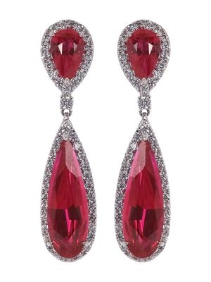 Fantasia by Deserio embellished teardrop earrings - Red