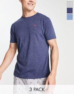 Farah 3-pack T-shirts in navy, gray and blue