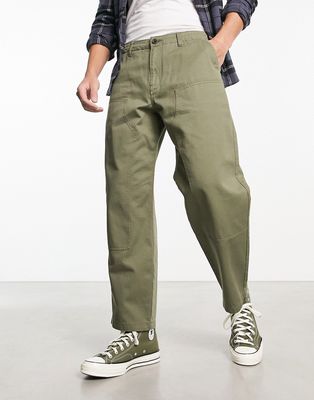 Farah Anderson utility twill loose fit pants in vintage green