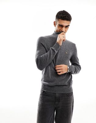 Farah birchall wool half zip sweater in gray