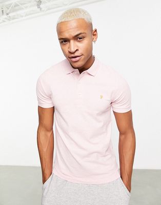Farah Blanes short sleeve polo in mid pink heather