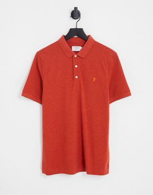 Farah Blanes slim fit cotton polo shirt in orange