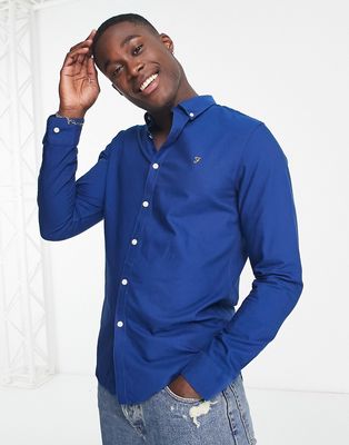 Farah Brewer cotton slim fit shirt in blue