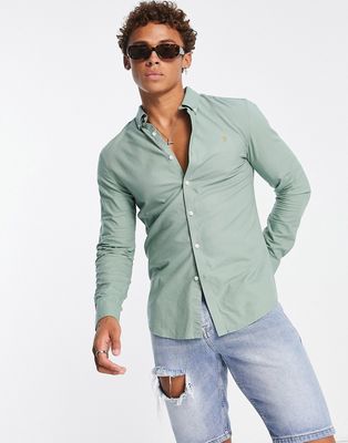 Farah Brewer cotton slim fit shirt in green