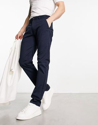 Farah Elm cotton mix chino twill pants in navy
